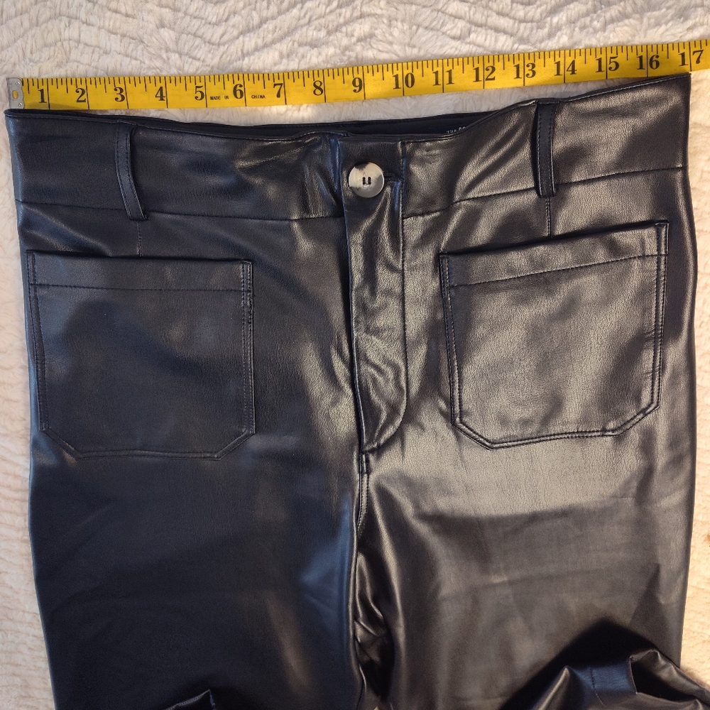 Maeve By Anthropology Black Faux Leather Pants Women's Size 32 - Picture 5 of 13